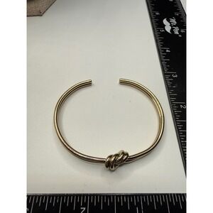 Gold Tone Knot Cuff Bracelet Double‎ Band Minimalist Sailor Knot Open Bangle